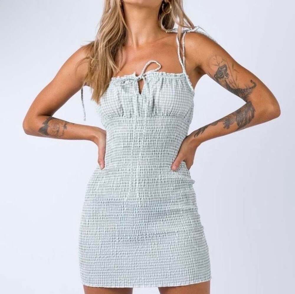 Princess Polly Korina Mini Dress Size US 6 Green Gingham